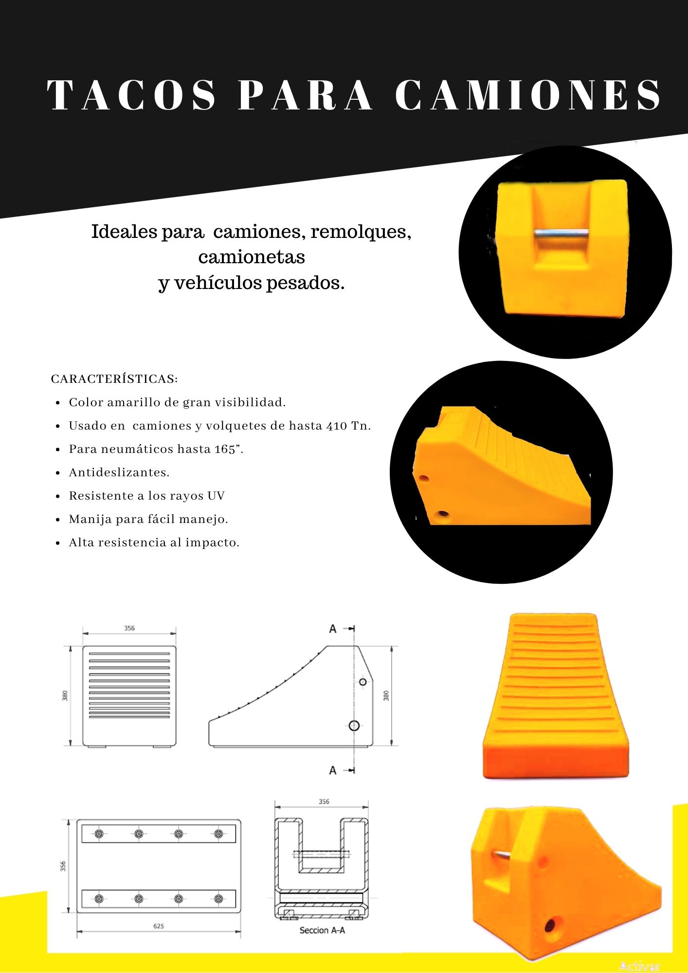 ESQUINEROS, TACOS PARA CAMIONES, REDUCTORES DE VELOCIDAD