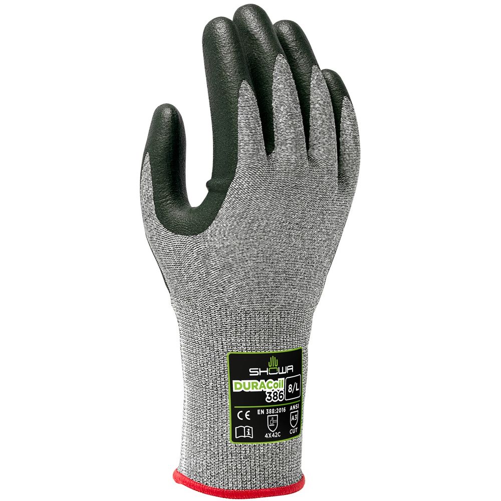 GUANTE ANTI-CORTE DE NITRILO MICROPOROSA C/FORRO DURACOIL REFORZADO C/HPPE SHOWA 386